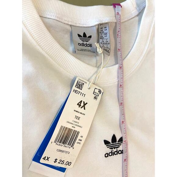 Adidas Womens Originals Tee T Shirt White Plus 4X - Picture 6 of 8